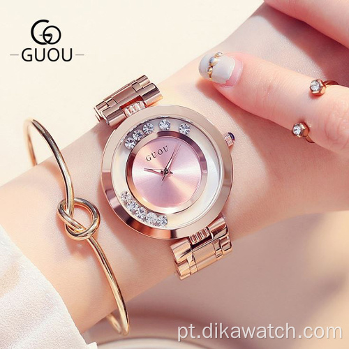 GUOU nova pulseira de aço inoxidável relógio de pulso marca de luxo feminina relógios tendência estudante feminina moda para mulheres relógios de quartzo
